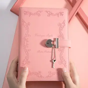 Новый розовый креативный секретный блокнот формата А5, линейчатый дневник, линованный дневник с сердечком, креативный подарок, с сердечком, 180 листов