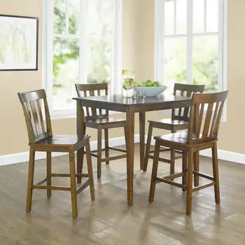 Обеденный набор высотой со столешницу, включающий стол и 4 стула, цветной, набор из 5
