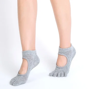 Один размер новых женских носков с открытой спиной, нескользящие дышащие носки для пилатеса, балета, спорта, фитнеса, Женские высококачественные однотонные носки