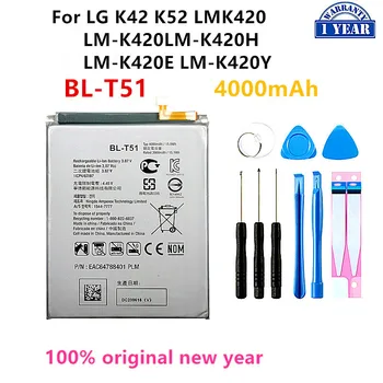 Оригинальный аккумулятор BL-T51 4000 мАч для LG K42 K52 LMK420 LM-K420 LM-K420H LM-K420E LM-K420Y BL T51, Аккумуляторы для мобильных телефонов + Инструменты