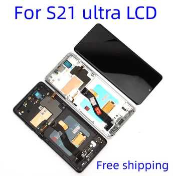 Оригинальный Дисплей For S21ultra Для Samsung Galaxy S21 Ultra 5G G998F G998B/DS AMOLED с сенсорным экраном, Дигитайзер В сборе, с рамкой