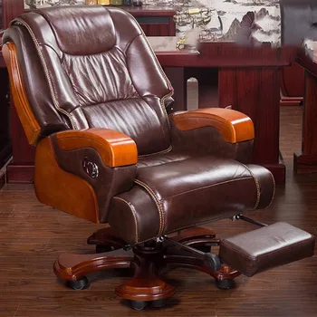 Офисное кресло для отдыха, деревянная опора для спинки, Современное Роскошное портативное кресло, Кожаное Эргономичное кресло с откидной спинкой Sillon, театральная мебель