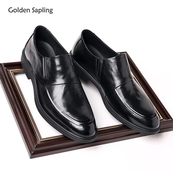 Офисные мужские Лоферы Golden Sapling, Модная официальная обувь, Модельные свадебные туфли на плоской подошве, Элегантные оксфорды, деловая мужская обувь для отдыха и вечеринок