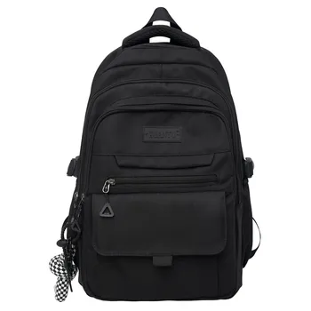 Персональный нейлоновый рюкзак для студента, однотонная школьная сумка для подростка, Рюкзак для путешествий Большой емкости, Высококачественная холщовая сумка для книг