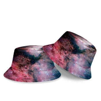 Повсюду напечатанные шляпы-ведра Galaxy Space Nebula для мужчин, женщин, взрослых, цвета хип-хопа, Повседневные головные уборы, открытый солнцезащитный козырек, Пляжная шляпа