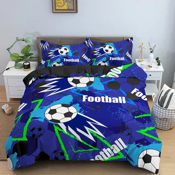 Пододеяльник с 3D футбольным принтом, Футбольный комплект постельного белья, Постельное белье, Мягкий комплект постельного белья размера 