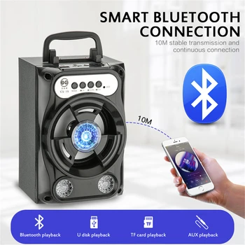 Портативный Bluetooth-динамик С микрофоном, Красочный светодиодный сабвуфер, Стерео, Перезаряжаемые колонки для караоке Для вечеринок, Поддержка TF USB FM