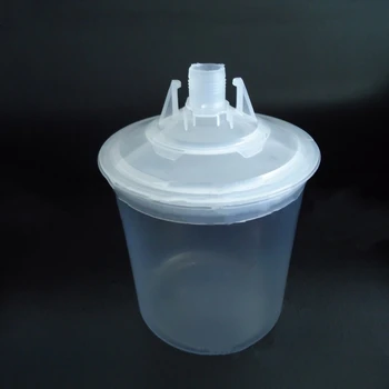Прозрачная белая чашка для смешивания краски, Внутренняя чашка с крышкой для жидкой краски из пульверизатора 600 мл
