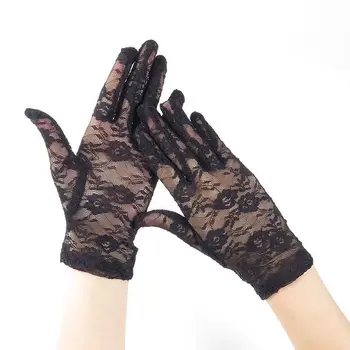 Прозрачные Солнцезащитные перчатки в стиле ретро в стиле Лолиты для Новобрачных, Короткие кружевные варежки в готическом стиле, женские перчатки