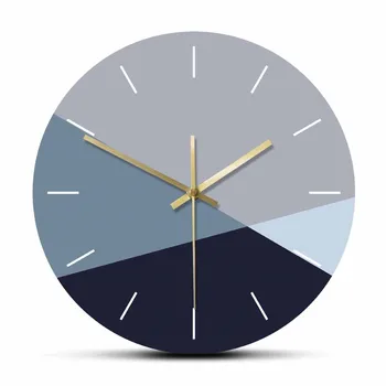 Простой минимализм, большие настенные часы синего и серого цветов, холодный оттенок цвета, современные модные настенные часы для украшения дома