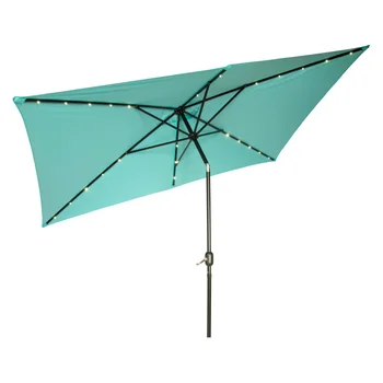 Прямоугольный зонт для патио со светодиодной подсветкой на солнечных батареях - 10 x 6,5 дюймов