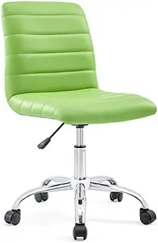 Ребристый Безрукий Вращающийся Компьютерный стол со средней спинкой, Офисный стул Ярко-зеленого цвета