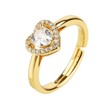 Регулируемое кольцо с Цирконием в форме сердца, Открытые кольца с микро-Прокладкой из Кубического Циркония для женщин, Модные красочные CZ, Элегантные открывающиеся драгоценности Anillo