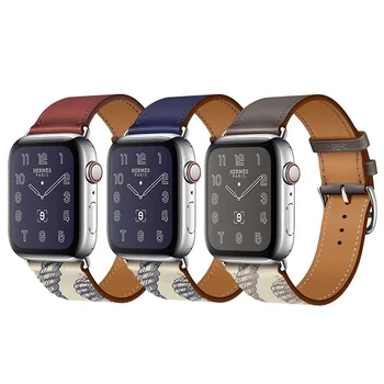 Ремешок из натуральной кожи для Apple Watch Band 44 мм 45 мм Аксессуары Браслет Correa Браслет Iwatch Series 3 4 5 6 Se 7
