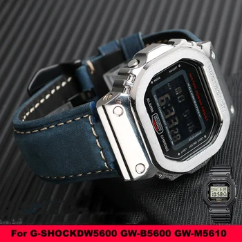 Ремешок из натуральной кожи подходит для часов Casio G-SHOCK DW5600 GW-B5600 GW-M5610 с модифицированным матовым ремешком из воловьей кожи.