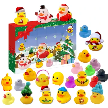 Рождественский Адвент-календарь с 24 резиновыми уточками, Календарь обратного отсчета на 24 дня, Резиновая игрушка-уточка для ванны, креативные рождественские подарки 2023