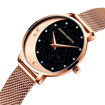Роскошные женские часы элитного бренда, импортированный Японией Механизм, горный хрусталь, матовый сетчатый ремешок из нержавеющей стали, Водонепроницаемые кварцевые часы