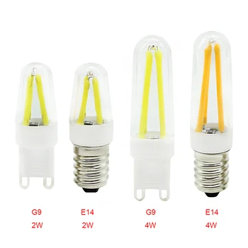 Светодиодные лампы накаливания E14 или G9 с регулируемой яркостью 2 Вт или 3 Вт AC220V для внутреннего освещения, свеча, стеклянная оболочка, теплый белый свет