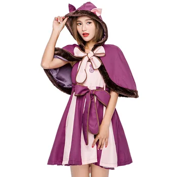 Сексуальное Фиолетовое вечернее платье со Смайликом и Кошачьим Хвостом на Хэллоуин, Алиса в Стране чудес, Фэнтезийный костюм Принцессы для Косплея родителей и детей
