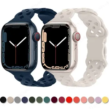 Силиконовый ремешок для Apple Watch Band 49 мм 44 мм 40 мм 45 мм 41 мм Браслет Correa для Apple Watch Ultra Serier 8 5 6 SE 7 Аксессуары