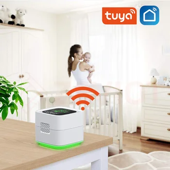 Сирена с датчиком температуры и влажности Tuya, интеллектуальный WiFi PM2.5, детектор воздуха, монитор качества воздуха в помещении, приложение Smart Life