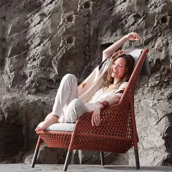 Скандинавский уличный диван с солнцезащитным кремом из ротанга в саду, солнечная комната, плетеное кресло для отдыха