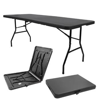 Складной стол SUGIFT 6 футов Портативный сверхпрочный пластиковый складной стол, раскладывающийся пополам, Обеденный стол 72 