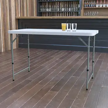 Складной столик из гранитного белого пластика с регулируемой высотой 4 фута