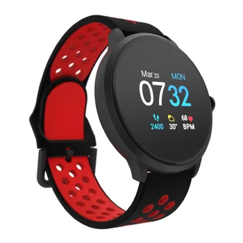 Смарт-часы iTouch Sport 3 и фитнес-трекер, для женщин и мужчин, (43 мм), черный и красный перфорированный ремешок