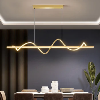 Современный минимализм Вращающиеся светодиодные подвесные лампы с регулируемой яркостью для стола Гостиной Столовой Кухни Люстра для домашнего декора Осветительный прибор