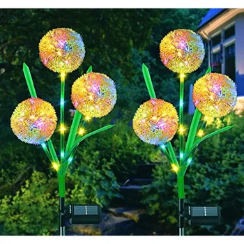 Солнечная садовая лампа в виде Одуванчика На открытом воздухе, водонепроницаемое украшение на солнечной батарее (зеленый)