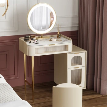 Суперузкий легкий роскошный туалетный столик в виде каменной плиты, итальянский минималистичный столик для макияжа для маленькой семьи, современная спальня из массива дерева