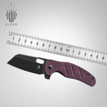 Тактический нож Kizer C01C Mini V3488A5 с Новой Красной Рукояткой Richlite и лезвием из стали 4V для Кемпинга со Съемным Язычком-Флиппером