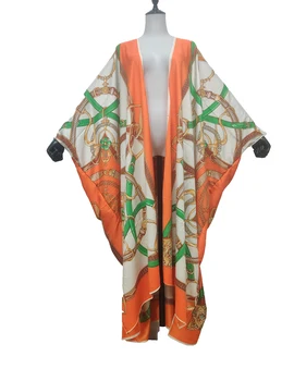 Традиционная Летняя пляжная вечеринка, шелковое кимоно для сексуальных женщин, халат свободного размера, африканский женский кафтан, одежда для Ближнего Востока