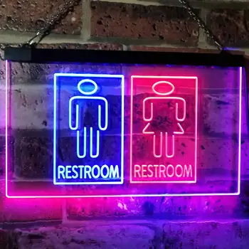Туалет для Мужчин и Женщин, Туалет для мальчиков и Девочек, Двухцветная светодиодная неоновая вывеска