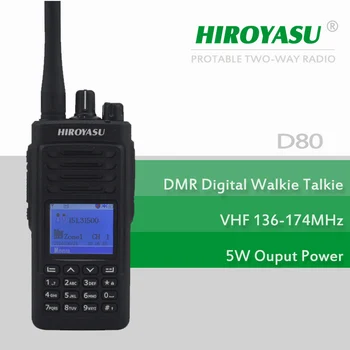 УКВ DMR Цифровая портативная рация HIROYASU D80 DMR УКВ 136-174 МГц 1000CH 5 Вт Цифровая ПОРТАТИВНАЯ двусторонняя радиостанция