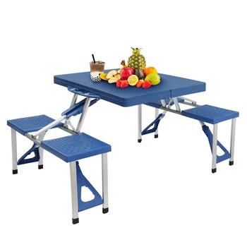 Уличный Сиамский Складной стол, Наборы стульев, Стол для пикника, стол для кемпинга, ультралегкий прочный Складной стол, Рабочий стол синего цвета