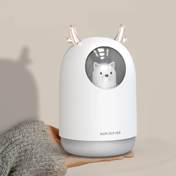 Ультразвуковой USB-увлажнитель воздуха для домашних животных Объемом 300 мл, диффузор ароматических эфирных масел, устройство для создания холодного тумана, Фоггер со светом для комнатного автомобиля
