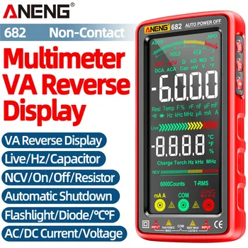 Умный мультиметр ANENG 682 с большим цветным экраном, амперметр переменного/постоянного тока, тестер напряжения, перезаряжаемый Ом-диодный тестер для электрических инструментов