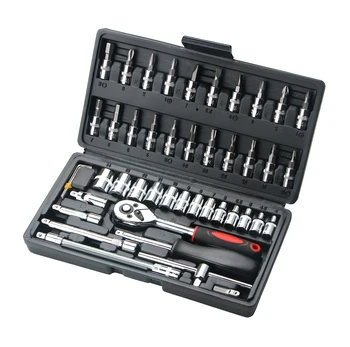 Универсальный и удобный набор из 46 торцевых ключей с храповой ручкой для универсальных задач 