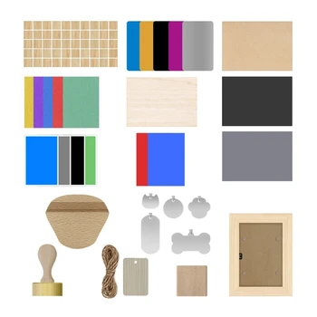 Упаковка материалов для гравировки из нержавеющей стали, ПЭТ и деревянная бирка с круглым квадратным штампом-Прямая поставка