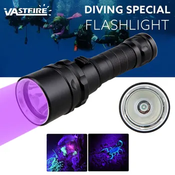 УФ-фонарик для дайвинга, факел для подводного плавания, 2000 м, водонепроницаемый тактический светодиодный фонарик, лампа для 18650