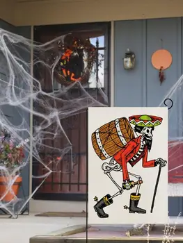 Флаг сада на Хэллоуин, домашний декор для вечеринки в честь Хэллоуина, Трюк с рисунком человеческого скелета, домашний декор