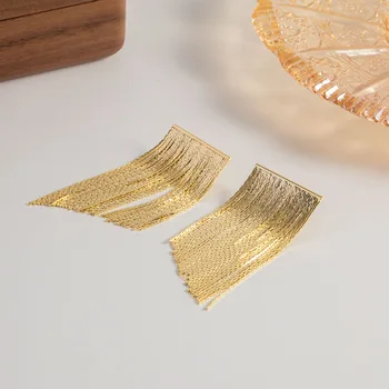 Французские винтажные серьги с кисточками из 18-каратного золота с PVD покрытием, стильные ювелирные изделия для женщин