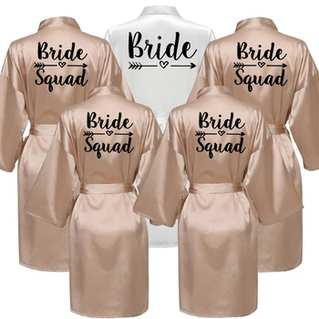 Халат невесты для команды свадебной вечеринки, Кимоно, атласная пижама, халат подружки невесты M023