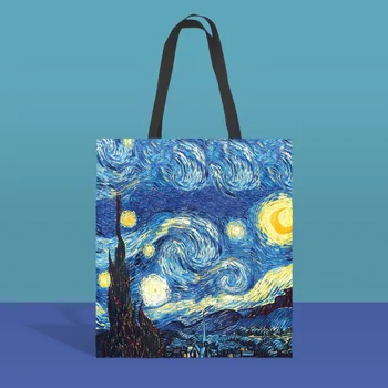 Хозяйственная сумка для хранения картин маслом в стиле Ван Гога, графический милый холщовый Органайзер для путешествий Унисекс, модные сумки через плечо для покупателей