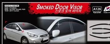 Хромированный дверной дождевик, Дефлектор бокового окна, солнцезащитный ветрозащитный козырек, Серебристые карнизы для Hyundai Accent