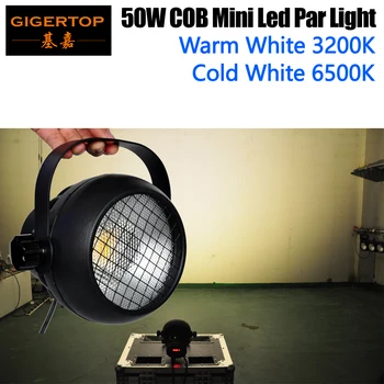 Цена со скидкой 50 Вт, Маленькие литые алюминиевые светодиодные банки Cob Par, Профессиональное светодиодное освещение сцены с управлением DMX, ЖК-дисплей Белого цвета