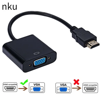 Цифроаналоговый преобразователь Nku HD 1080P, совместимый с HDMI, кабель-адаптер VGA для настольного ПК, ноутбука для отображения монитора, проектора