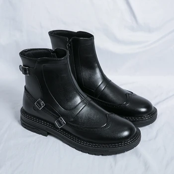 Черные английские ботинки с перфорацией типа 
